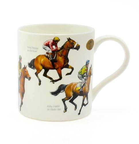 The Leonardo Collection Winning Post Windsor-Becher, feines Porzellan, Pferderennen-Design, berühmte Pferde und Jockeys, perfekte Tasse für Fans von Pferderennen