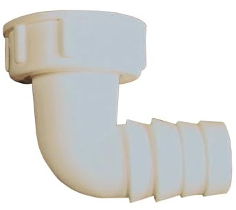Schläfer 655810 | Raccordo a Gomito 1 con Filetto Interno, Curva a 90 gradi per Attacco Tubo Scarico Lavatrice e Lavastoviglie, Compatibile con Tubi Ø 19-23,5mm (3/4), Portagomma in Plastica Bianca