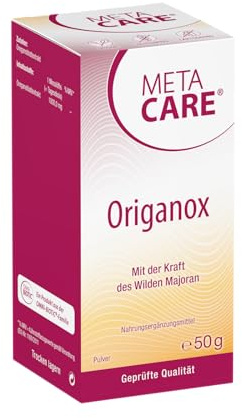 META CARE Origanox - Hochwertiger Extrakt aus dem Wilden Majoran - 1000 mg Oreganoblatt-Extrakt pro Portion - Praktische Einnahme dank Pulverform - 50 g