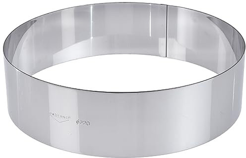 Paderno Anello per Torte, Coppapasta per Torta Gelato, per Dolce, Pasticceria, in Acciaio Inox 18/10, Diametro 22 cm, Altezza 6 cm