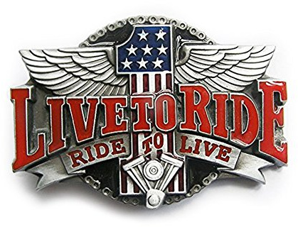 eeddoo® Gürtelschnalle - #1 Live to Ride - Ride to Live (Buckle für Wechselgürtel für Damen und Herren | Belt Frauen Männer Oldschool Rockabilly Metall Gothic Wave Rock Biker Western Trucker)