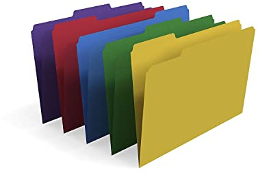 Staples File Folders, Legal Size, 1/3‑Cut Tabs, Assorted Colors, Heavy‑Duty Paper Stock, 100/Box