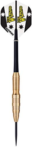 WINMAU Darts Champions Simon Whitlock mässing 22 g professionell steeltip dartpilset med flygningar och skaft