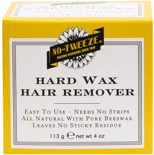 No Tweeze Hard Wax Hair Remover - All Natural Pure Beeswax Formula for Raising Eyebrows, Easy To Use Strip-Free Depilatory for Sensitive Skin, 4 oz
