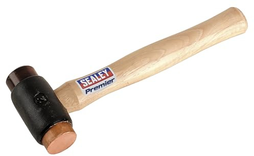 Sealey CRF25 Marteau en cuivre/cuir brut avec manche en noyer Argenté 1 kg