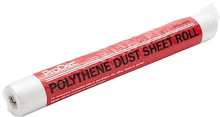 ProDec 100 mq (2m x 50m) Rotolo di foglio di politene antipolvere, antipolvere e impermeabile Ideale per coprire e proteggere pavimenti e mobili da schizzi e fuoriuscite quando si dipinge e si decora