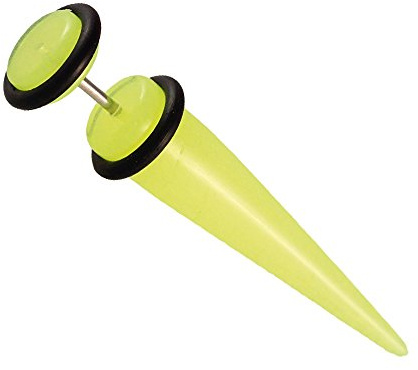CHICNET Acryl Fake Piercing Expander Neon gelb Dehnungsstab Straight Dehnstab