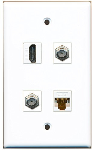 RiteAV - Cavo coassiale HDMI a 2 Porte, Tipo F, 1 Porta Cat6 Ethernet, Colore: Bianco