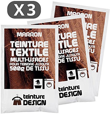 Lote de 3 sobres de Tinte Textil - MARRON - tintes universales para ropa y tejidos naturales