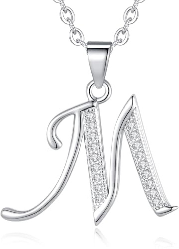 VIKI LYNN Sterling Silber 925 Kette Halskette mit Silber und Zircon Buchstabe Alphabet Anhaenger
