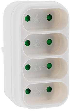 Zenitech - Multiprise Façade 4 Prises Quadriplite - Puissance Max 6A par Prise - Design Élégant et Discret - Sécurité Intégrée Contre Surcharges et Courts-circuits - Blanc