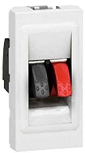 Legrand 078750 Mosaic Haut-parleur Prise, 1 Module avec Bornier, 4mm² pour Liaison Audio Stéréo de Haut-Parleur, Blanc