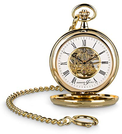 Hermann Jäckle Herren Taschenuhr Bayreuth Vergoldet Skelett 50 mm