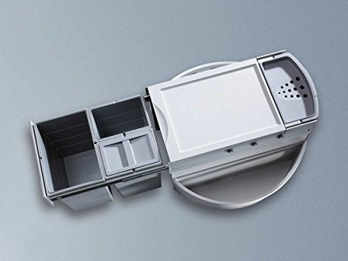 Hailo 3646231 Basura Rondo 90.3/40 P 3646 23 Cubo de Basura Sistema Esquina Armario con extensión Completa a Mano para el Montaje a Partir de 90 x 90 cm, Color Gris