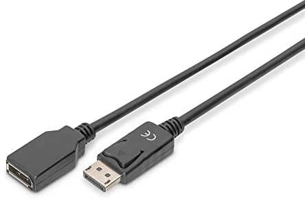 DIGITUS DisplayPort förlängningskabel - DP 1.2 - M/F - 2.0m - UHD 4k60Hz - med lås - Svart
