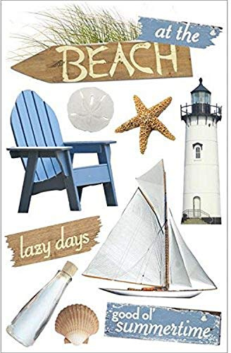 Paper House Productions Die-Cut Dimensional & Glitter Accent Scrapbook Sticker Sheet - At the Beach