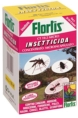 Flortis CT 10.2 Micro, insetticida liquido antizanzare 100ml. Antizanzare giardino contro zanzare, mosche, zecche e altri insetti. Con cipermetrina e tetrametrina. Fino a 20 litri di soluzione diluita