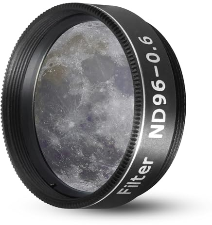 Astromania Telescope Filter Moon Filter 1.25 inch, Neutral Color Filter ND96-0.6 with 25% Light Transmission Reduces Moon Glare&Enhances Lunar Crater Detail, Work with Telescope Accepts 1.25 Eyepiece