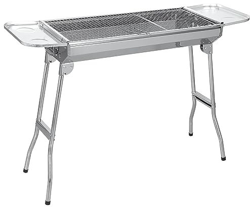 SunJas Barbecue à Charbon de Bois INOX Taille Grande BBQ Pliable Barbecue Grill à Charbon Four de Charbon Portable Robuste | 73 x 32.5 x 68cm
