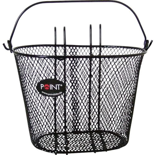 Point 05102800 - Cestino Anteriore da Bicicletta da collegare al Manubrio, 25 x 16 x 16 cm, Colore: Nero