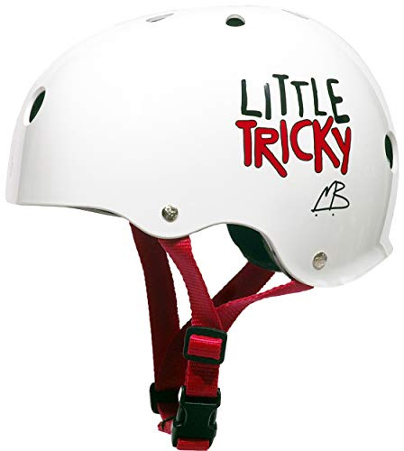 Triple Eight Little Tricky Dual Certified Sweatsaver Kids Skateboard and Bike Helmet, White Glossy, X-Small