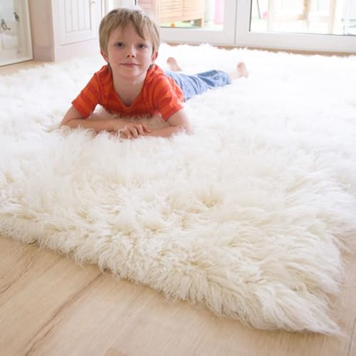 Steffensmeier Flokati 1500 Teppich Natur Kult Shaggy Teppich Hochflor Langflor neu Neuseeland 100% Schurwolle, Größe: 70x140 cm