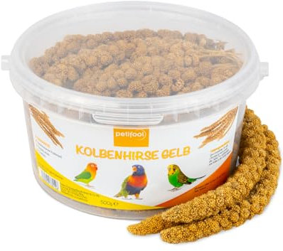 petifool Kolbenhirse gelb 500g - Einzelfuttermittel für alle Ziervögel - Vogelfutter - 100% Natur