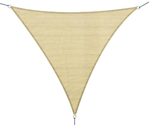 Outsunny Toldo Vela Triańgulo 3x3m Vela de Sombra de HDPE para Terraza Jardín Camping Resistente al Agua Protección UV Color Arena