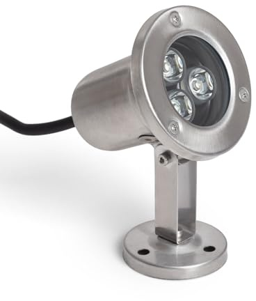 LEDKIA LIGHTING Faretto LED da Superficie Inox 12V 3W 3000K Bianco Caldo