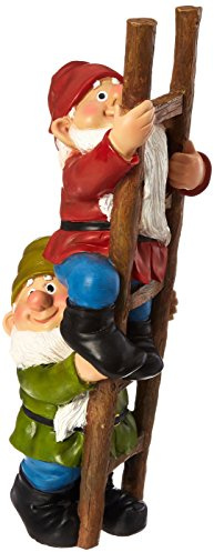 Design Toscano Zwerg der die Leiter hochklettert Witzige Zwergenstatue, Polyresin, vollfarbe, 28 cm