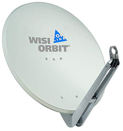 WISI Orbit Topline Satelliten Offset-Antenne OA85G in Lichtgrau – 85cm Reflektor aus Aluminium mit 40mm LNB-Halterung, Feedarm und Mastschellen – Komplette Sat Antenne mit Montagezubehör