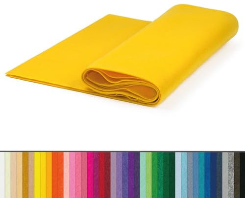 The Felt Store Bastelfilz Meterware 1,6 mm – gelb, 100% weicher Acryl-Filz, farbintensiver und langlebiger als Polyester, ideal zum Nähen & Basteln, Breite 1,8 m, Länge 3 m