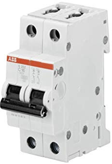 ABB Interruptor automático S202-C20, 2P, Curva Tipo C, 20 A, Capacidad de Corte máxima de 6 kA a 400 Vac (Referencia 2CDS252001R0204), Blanco y Rojo