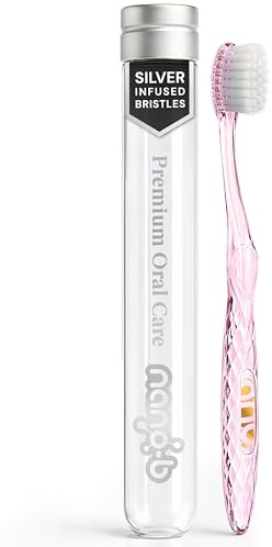 Nano-b Antibacterial Toothbrush with Silver Bristles and Pink Handle