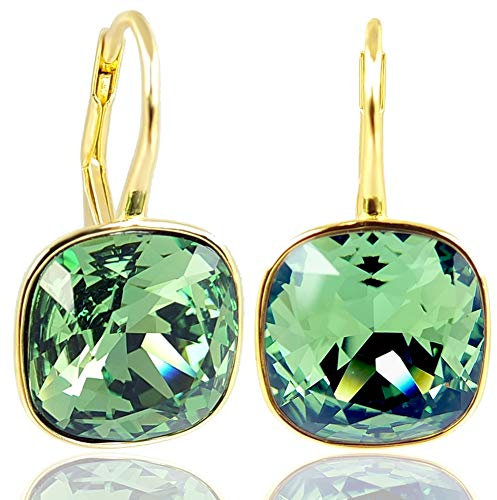 NOBEL SCHMUCK Ohrringe Gold Grün Erinite 925 Silber Kristalle Silberohrringe vergoldet