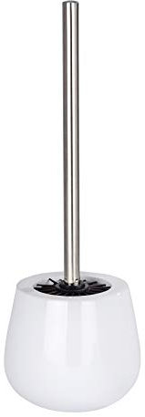 WENKO WC-Garnitur Malta, hochwertiger Toilettenbürstenhalter aus edler Keramik, inklusive Toilettenbürste, Ø 13,6 x 39 cm, Weiß