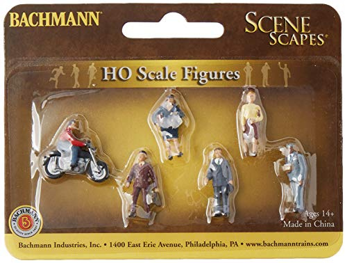 Bachmann Trains - FIGURES - CITY PEOPLE with MOTORCYCLE (7pcs/pk) - HO Scale