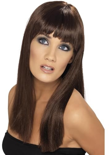 Glamourama Wig Brown Long Straight With Fringe