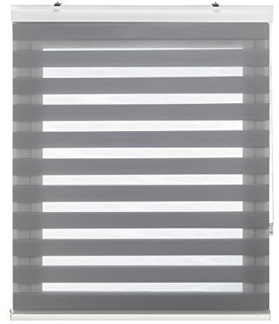 Blindecor Vela estor enrollable noche y día premium con galería | Gris plata, estor de 140 x 180 cm (ancho x alto) | Tamaño de la tela 137 x 175 cm | Estor noche y día elegante