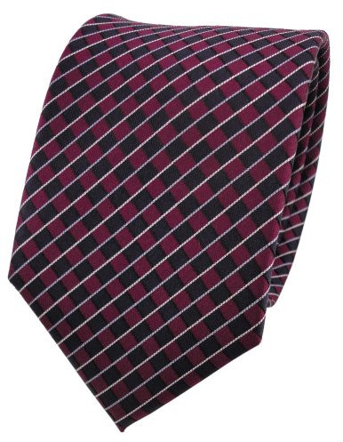 TigerTie Designer Seidenkrawatte in rot bordeaux blau silber gestreift