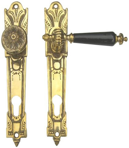 Haustür Beschlag Gründerzeit Jugendstil Messing poliert #30-2-MS92