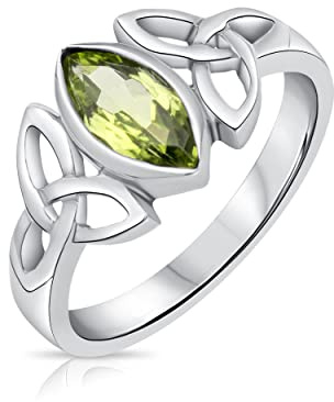 DTPsilver® 925 Sterling Silber Ring - Keltische Dreifaltigkeitsknoten - Keltische Kollektion - Verschiedene natürliche Edelsteine