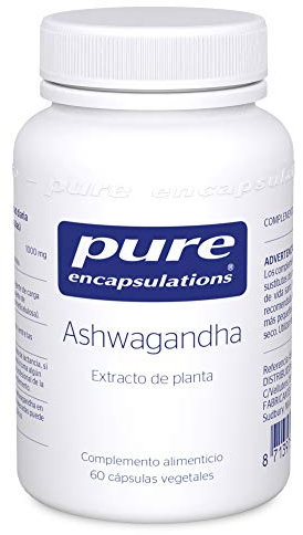 PURE ENCAPSULATIONS Ashwagandha 500 mg | Extracto de Ashwagandha estandarizado | Ayuda en periodos de tensión nerviosa | 60 Cápsulas