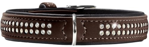 HUNTER SOFTIE DELUXE Hundehalsband, Kunstleder, glitzernde Strasssteine, 40 (XS-S), braun