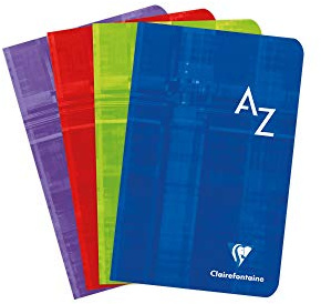Clairefontaine 663609AMZC – set med 2 ordförrådshäften, 48 ark, 11 x 17 cm, 90 g, rutig, 1 uppsättning, blandade färger