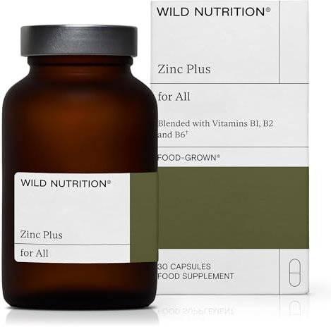 WILD NUTRITION Food-Grown® Zinc Plus | Zinc Supplements Blended with Vitamin B1, B2 & B6 for Cognitive & Immune Support + More with Thiamin & Riboflavin | 30 Capsules