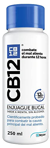 CB12 Enjuague Bucal para Halitosis - Combate el Mal Aliento Durante 12 Horas – Colutorio Sabor Menta y Sin Alcohol - Probado Científicamente - 250ml