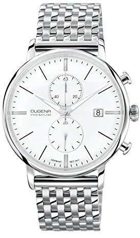 DUGENA Herren Armbanduhr 7090168 Festa Chrono Chronograph, Quarz, Edelstahl, Datumsanzeige, Mineralglas
