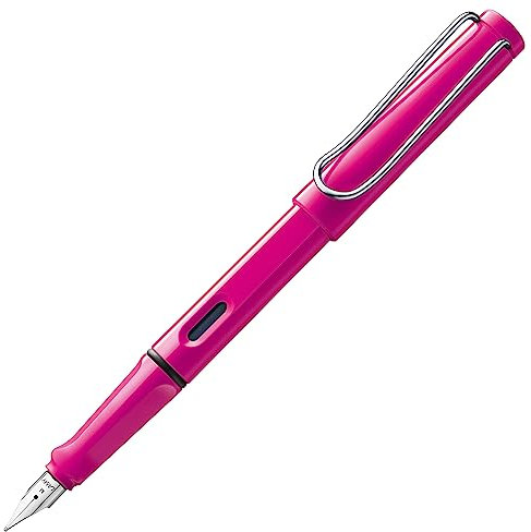 Lamy safari pink Füller - Füllhalter mit ergonomischem Griff & polierter Stahlfeder in Strichbreite F – robuster ASA-Kunststoff - inkl. Tintenpatrone T 10 blau - Rechtshänder