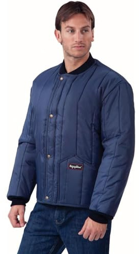 RefrigiWear Men's Cooler Wear Insulated, Full-Zip with Snap Closure Lightweight Jacket, -10°F Comfort Rating, Navy - X-Large
